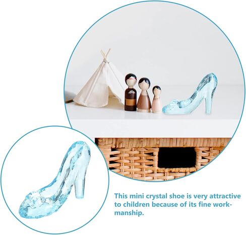 USHOBE كريستال أحذية عالية الكعب الحلي الزجاج الأحذية الديكور لعيد ميلاد حفل زفاف سطح المكتب ديكور الأزرق in Kuwait
