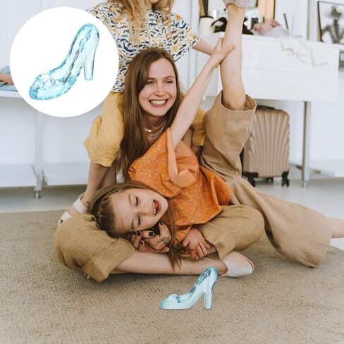 USHOBE كريستال أحذية عالية الكعب الحلي الزجاج الأحذية الديكور لعيد ميلاد حفل زفاف سطح المكتب ديكور الأزرق in Kuwait