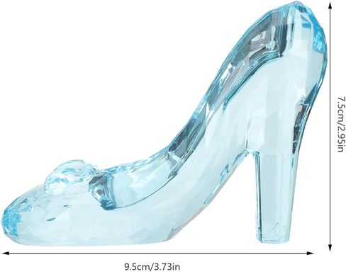 USHOBE كريستال أحذية عالية الكعب الحلي الزجاج الأحذية الديكور لعيد ميلاد حفل زفاف سطح المكتب ديكور الأزرق in Kuwait