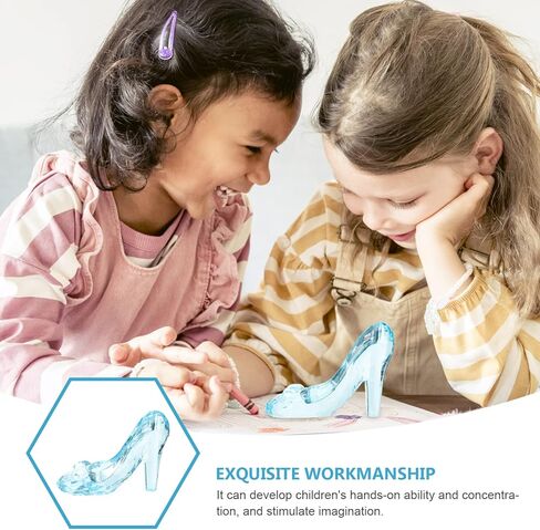 USHOBE كريستال أحذية عالية الكعب الحلي الزجاج الأحذية الديكور لعيد ميلاد حفل زفاف سطح المكتب ديكور الأزرق in Kuwait