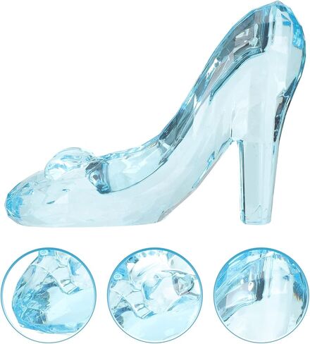 USHOBE كريستال أحذية عالية الكعب الحلي الزجاج الأحذية الديكور لعيد ميلاد حفل زفاف سطح المكتب ديكور الأزرق in Kuwait