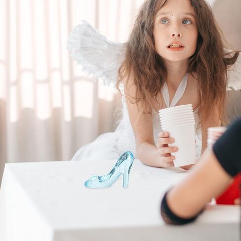 USHOBE كريستال أحذية عالية الكعب الحلي الزجاج الأحذية الديكور لعيد ميلاد حفل زفاف سطح المكتب ديكور الأزرق in Kuwait