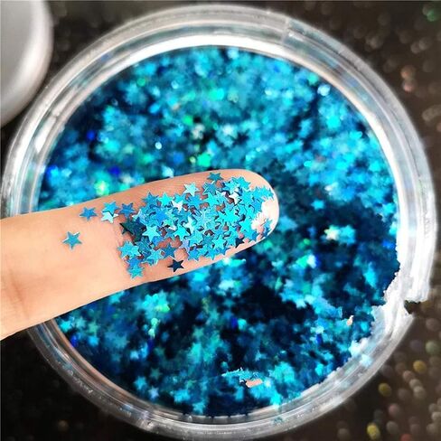 Tiny Stars Glitter Confetti 3mm Stars Confetti Laser Sequins for Party Decoration, DIY Crafts, Premium Nail Art, Body Art Eye Bling - 10g,Holographic Silver in Kuwait