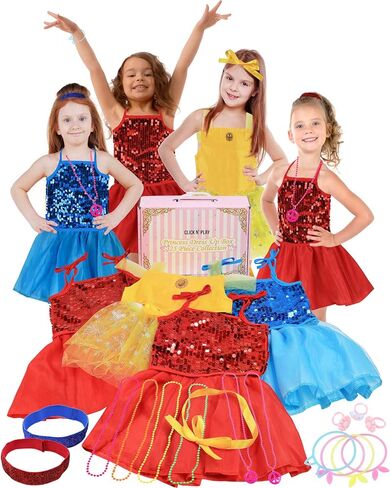 Click N' Play Princess Dress-Up Clothes for Little Girls, 25 Accessories | Toddler Pretend Play, Little Girl Toys/Gifts | Princess Dresses for Girls | Sequin Dress, Party Dress | Birthday Gift Set in Kuwait
