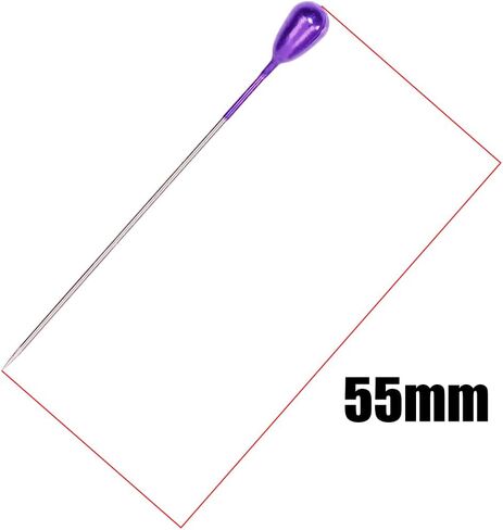 دبابيس رأس لؤلؤية متعددة الألوان من Shapenty مزيج من دبابيس العروة الملونة على شكل دمعة دبابيس مستقيمة لخياطة القماش مشروع خياطة اللحف وصناعة المجوهرات لحفلات الزفاف DIY زينة الزهور اليدوية، 100 قطعة (55 مم) in Kuwait