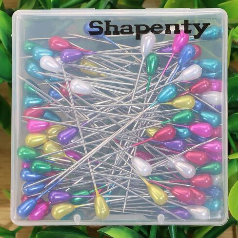 دبابيس رأس لؤلؤية متعددة الألوان من Shapenty مزيج من دبابيس العروة الملونة على شكل دمعة دبابيس مستقيمة لخياطة القماش مشروع خياطة اللحف وصناعة المجوهرات لحفلات الزفاف DIY زينة الزهور اليدوية، 100 قطعة (55 مم) in Kuwait