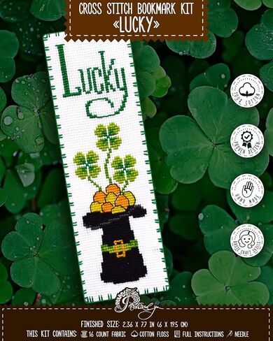 مجموعة غرز متقاطعة من Povitrulya Lucky - مجموعة أقلام تحديد كتب مطرزة يدويًا للبالغين والأطفال مع نمط ورقي، 16 قطعة من قماش Aida وخيط تنظيف مسبقًا in Saudi Arabia