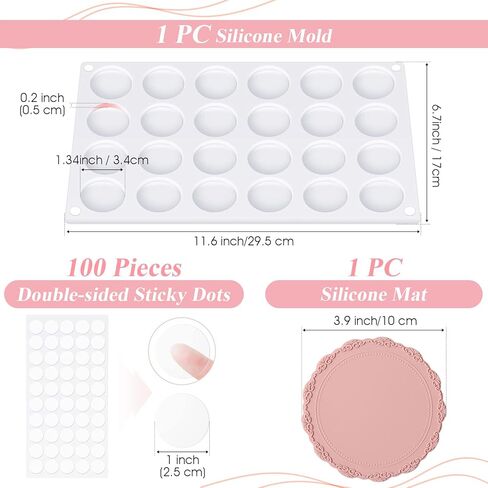 Adhesive Wax Seal Mat 2 Pack Silicone Mat Pad for Wax Seal Stamp 24 Cavity Wax Seal Kit with 100 Pcs Removable Sticky Point Dots Craft Waxing for DIY Craft, Gift Package, Envelop Letter Sealing in Kuwait