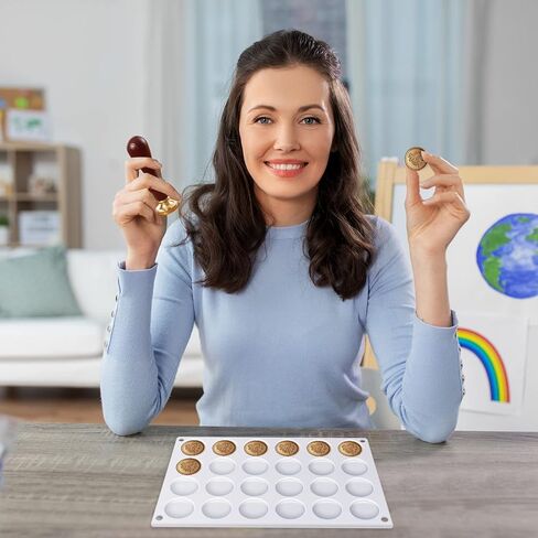 Adhesive Wax Seal Mat 2 Pack Silicone Mat Pad for Wax Seal Stamp 24 Cavity Wax Seal Kit with 100 Pcs Removable Sticky Point Dots Craft Waxing for DIY Craft, Gift Package, Envelop Letter Sealing in Kuwait