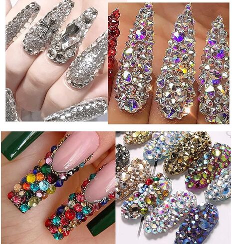 Yatinkim 810 قطعة من أحجار الراين الحمراء لفن الأظافر مجموعة الحرف اليدوية للوجه والأحجار الكريمة مجوهرات الأظافر سحر المانيكير تصميم لوازم المكياج إكسسوارات قلم شمع لامع in Kuwait