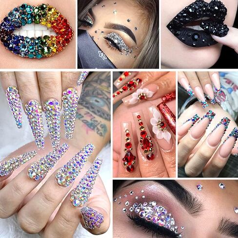 Yatinkim 810 قطعة من أحجار الراين الحمراء لفن الأظافر مجموعة الحرف اليدوية للوجه والأحجار الكريمة مجوهرات الأظافر سحر المانيكير تصميم لوازم المكياج إكسسوارات قلم شمع لامع in Kuwait