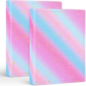 FIODAY 2 Pack Photo Album 4x6 Small Glitter Photo Books for Kids, Each Mini Albums Holds 52 Photos, Faux Leather 4x6 Photo Albums, Portable Baby Photo Albums
