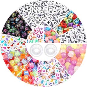 1500 قطعة من الخرز بالحروف الأبجدية المربعة للأساور لصنع المجوهرات 11 طرازًا مكعب خرز شفاف متوهج في الظلام مع بكرة سلك مرن بطول 9 أمتار in Kuwait