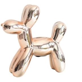 Metallic Finish Dog Balloon Animal Piggy Bank, Ceramic, Gift Box, 8.5" x 8.5" by Creative Gifts International (Black)