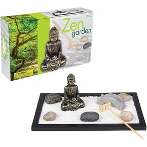 Japanese Home Zen Garden Set (11"x6.5") Includes 7 Pieces and 1 rake. Desk Size. Mini Rock Meditation Gift Sandbox Buddha Statue, Stones and Bridge Gift Stress Relieve Relief in Saudi Arabia