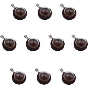10 Pieces Glass Dome with Wooden Base Glass Vial Pendant with Wood Hollow Glass Cabochons Charms (38x25mm Wood Color)