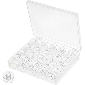 MECCANIXITY 25Pcs Plastic Bobbins Sewing Machine Bobbin Embroidery Bobbins with Case, Assorted Color