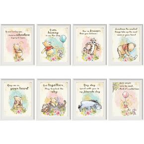 ديكور حائط بتصميم ويني لطيف من انبالا، 8 قطع - 5 × 7 انش لتزيين حفلات استقبال المولود الجديد، قطعة مركزية في الحضانة وهدايا حفلات اعياد الميلاد in Kuwait