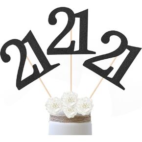 10 عبوات من العصي المركزية اللامعة مزدوجة الجوانب لعيد الميلاد الحادي والعشرين، عدد 21 قطعة علوية للطاولة لتزيين حفلات عيد الميلاد الحادي والعشرين (أسود مزدوج الجوانب) in Kuwait