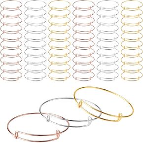 سانسينغ 20 قطعة من الاساور المعدنية، سوار سلسلة قابلة للتمدد من نوع الحلقة، سوار من الستانلس ستيل قابل للتعديل، سوار قلادة مجوهرات يمكنك صنعه بنفسك، سوار للنساء (2.6 انش) in Kuwait