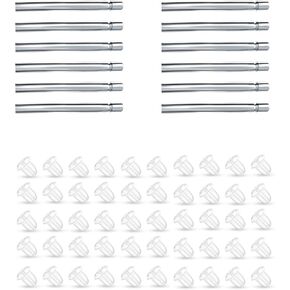 12pcs 20G Pure Titanium Earring Posts Pins, Nickel Free Hypoallergenic Titanium Earring Findings for Sensitive Ears | 50pcs Silicone Backs Include
