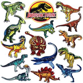 Dinosaur Patches 15Pcs Embroidered Applique Patches Sew on or Iron on Patches for Clothing Backpack Jackets Hats Repair Decorations DIY Badge Appliques Sewing DIY Crafts
