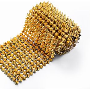Jerler Sew Stitch on Spikes for Arts and Crafts Decoration, Mesh Rivets Studs Beads Cone Spoke Trim Punk Pock with Flat Back for Jacket, Clothing, Shoes and Performance (0.5 Yard, Black) in Kuwait