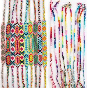 GAUSKY 20 Pieces Woven Friendship Bracelets - 2 Styles Adjustable Handmade Braided Strings Bracelets Anklet Multicolor Bracelets Bulk for Women Girls in Saudi Arabia