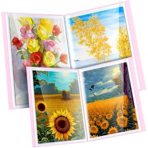 60 Pages A2 and A3 Diamond Painting Storage Book Diamond Art Portfolio Folder Artwork Art Binder Diamond Art Storage Presentation Book with Sleeves Protector, 22 x 16.4 Inch, 16.5 x 12.1 Inch(Blue)