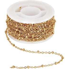 CHGCRAFT 304 Stainless Steel Cable Chains Satellite Chains Soldered Connector Chains with Spool Golden Tone Stringing Materials for DIY Jewelry Making About 32.8feet/roll in Saudi Arabia