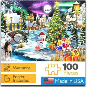 Christmas Puzzles for Kids Ages 4-8, Ages 8-10, Ages 10-12 - Santa's Room - 100 Piece Puzzles for Kids Ages 4-8, Floor Puzzles for Kids Ages 4-8, Christmas Puzzle for Kids - Made in USA in Saudi Arabia