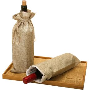 HRX Package Burlap Wine Bottle Bags with Drawstring, 10 PCS 5 Colors Reusable Linen Jute Gift Wine Totes Bottle Wrap Hessian Pouches (14.4 ×5.6 inches) in Kuwait