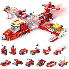 VATOS STEM Building Toys - 572 PCS City Fire Plane Blocks Set for 6 Year Old Boys 25-in-1 Engineering Building Bricks Fire Vehicle Blocks Kits Best Gift for Kids Aged 7 8 9 10 11 12 Yr Old Boys Girls in Kuwait
