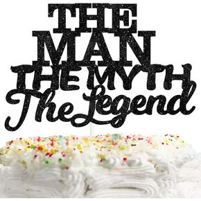 The Man The Myth The Legend Cake Topper Decorations Dad Birthday Theme Happy Father’s Day Party Decor Supplies Black in Saudi Arabia