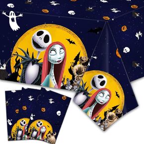 LANFUBEISI Nightmare زينة عيد الميلاد، مفرش طاولة عيد الميلاد وحفلات عيد الميلاد، 3 قطع مقاس 70 بوصة × 43 بوصة غطاء طاولة بلاستيكي للاستعمال مرة واحدة، ديكورات العشاء لحفلات أعياد الميلاد in Kuwait