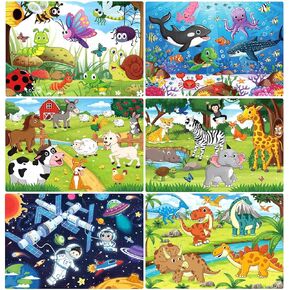 Puzzles for Kids Ages 4-6 4-8, Wooden Jigsaw Puzzles 48-60 Pieces for Toddler Children Learning Educational Puzzles 4 5 6 7 8 Year Toys for Boys and Girls (6 Puzzles)