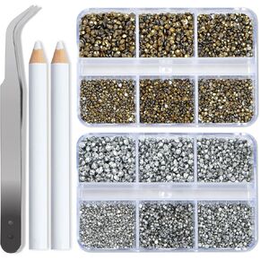 Bymitel 7200 Pieces Amethyst and Rose Rhinestones Flat Back 6 Mixed Sizes Crystal Round Glass Gems with Tweezers and Picking Rhinestones Pen in Saudi Arabia
