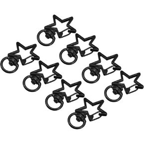 uxcell Swivel Clasps Snap Hook, Star Shape Colorful Lobster Claw Clasp for Keychains, DIY Crafting, Black, 8Pcs