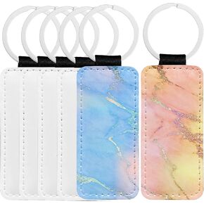 سلسلة مفاتيح جلدية فارغة بتقنية التسامي لنقل الحرارة من 6 قطع، ابيض، مقاس S, أبيض in Kuwait