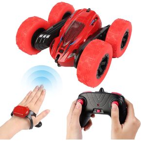 GoolRC RC Stunt Car for Kids, 2.4GHz Remote Control Car, 4WD Gesture Sensor RC Cars with LED Light, Double Sided 360° Flips Rotating, Outdoor Indoor Car Toy Gift for Boys and Girls (Green)