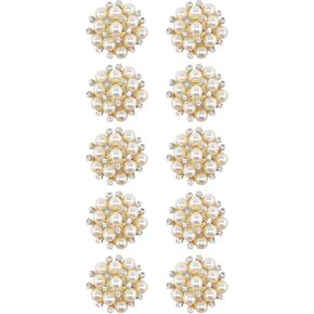 Jerler 10 Pcs Pearl Rhinestone Buttons Crystal Embellishments Sew on Clothing Buttons in Kuwait