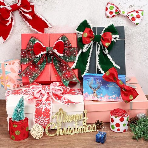 modacraft 8 لفة شريط عيد الميلاد السلكية 2.5 بوصة × 52 ياردة، شريط Grinch لأقواس اكاليل الزهور DIY، شريط ديكور عيد الميلاد لتغليف الهدايا DIY، Grinch ديكورات شجرة عيد الميلاد ديكور المنزل للعطلات in Kuwait