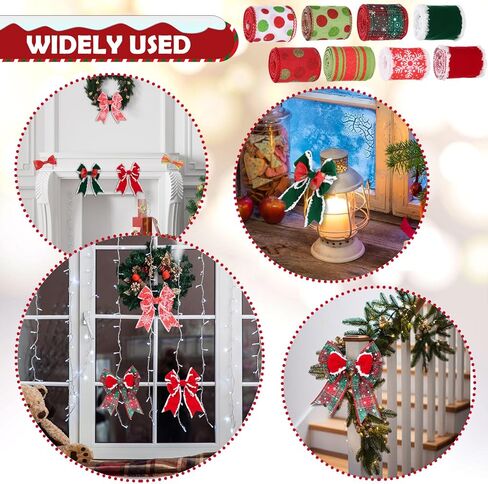 modacraft 8 لفة شريط عيد الميلاد السلكية 2.5 بوصة × 52 ياردة، شريط Grinch لأقواس اكاليل الزهور DIY، شريط ديكور عيد الميلاد لتغليف الهدايا DIY، Grinch ديكورات شجرة عيد الميلاد ديكور المنزل للعطلات in Kuwait