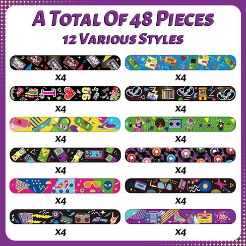 60 قطعة من اساور هدايا الحفلات الثمانينيات والتسعينيات، اساور معصم للثمانينيات والتسعينيات من الثمانينيات والتسعينات، لوازم تزيين عيد الميلاد للاطفال والبالغين in Kuwait