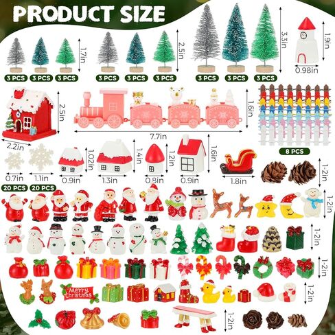 Wesiti 175 Pcs Christmas Miniature Figurines Mini Santa Resin Christmas Village House Set Micro Landscape Ornaments Snowman Elk Xmas Miniature Figurines for Garden Accessories Dollhouse Decoration in Saudi Arabia