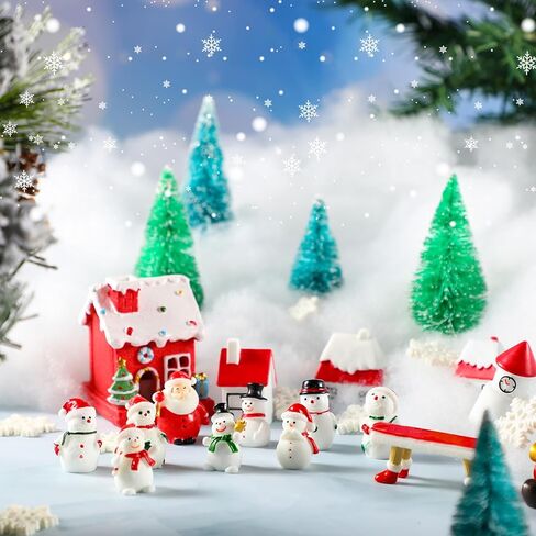 Wesiti 175 Pcs Christmas Miniature Figurines Mini Santa Resin Christmas Village House Set Micro Landscape Ornaments Snowman Elk Xmas Miniature Figurines for Garden Accessories Dollhouse Decoration in Saudi Arabia