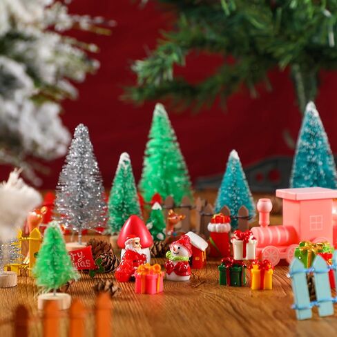 Wesiti 175 Pcs Christmas Miniature Figurines Mini Santa Resin Christmas Village House Set Micro Landscape Ornaments Snowman Elk Xmas Miniature Figurines for Garden Accessories Dollhouse Decoration in Saudi Arabia