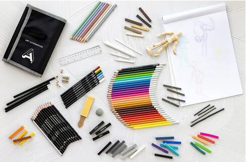 مجموعة ادوات الرسم والرسم من ارت بدائل 112 قطعة، للاطفال والمراهقين والكبار، اقلام متعددة الالوان، جيدة لمحبي الفن in Saudi Arabia