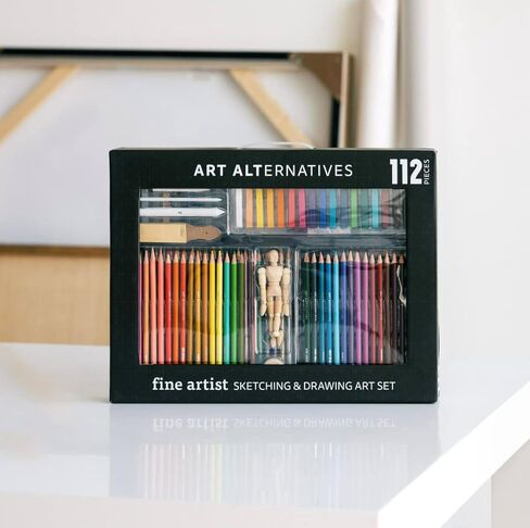 مجموعة ادوات الرسم والرسم من ارت بدائل 112 قطعة، للاطفال والمراهقين والكبار، اقلام متعددة الالوان، جيدة لمحبي الفن in Saudi Arabia