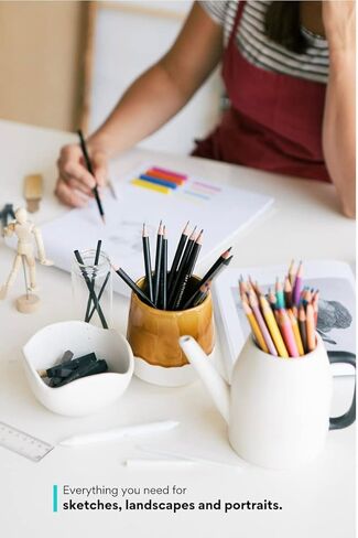 مجموعة ادوات الرسم والرسم من ارت بدائل 112 قطعة، للاطفال والمراهقين والكبار، اقلام متعددة الالوان، جيدة لمحبي الفن in Saudi Arabia